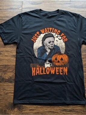 Black Halloween Graphic Tee with Orange Pumpkin